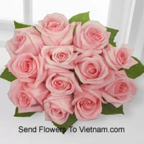 Bouquet de 12 roses roses